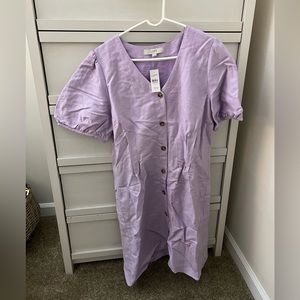 *NEW* LOFT light purple buttoned dress